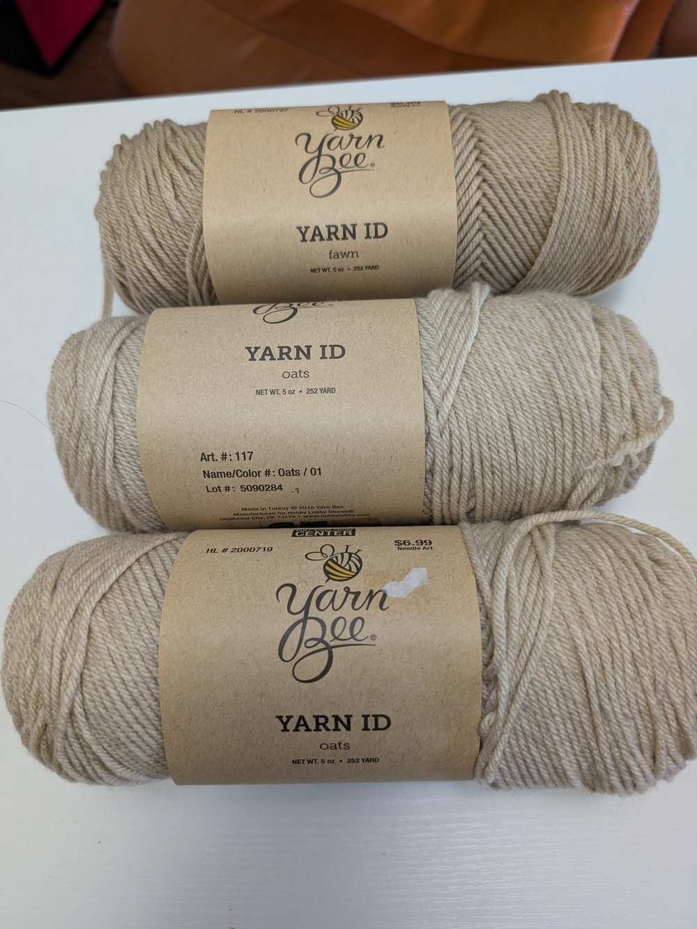 Yarn Bee Yarn ID Oats/Fawn Multipack - Soft Neutral Acrylic Blend